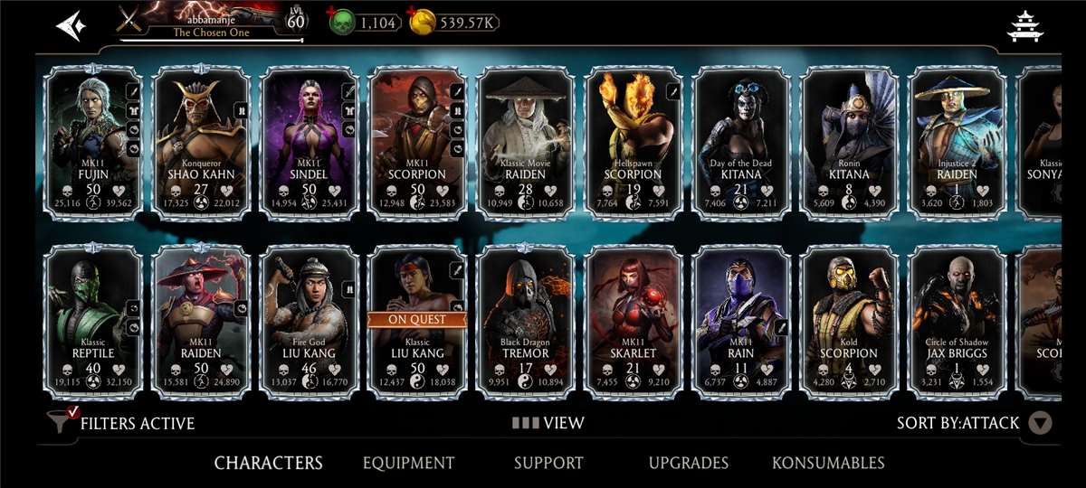 Game account sale Mortal Kombat X Mobile